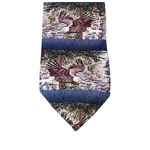 Vintage 1998 Endangered Species Silk Tie Eagle, "Forest Flight", 60"